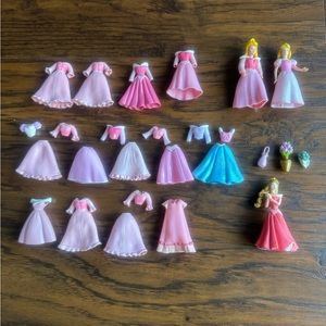 {Polly Pocket Disney} Princess Aurora Dolls With Dresses & Accessories